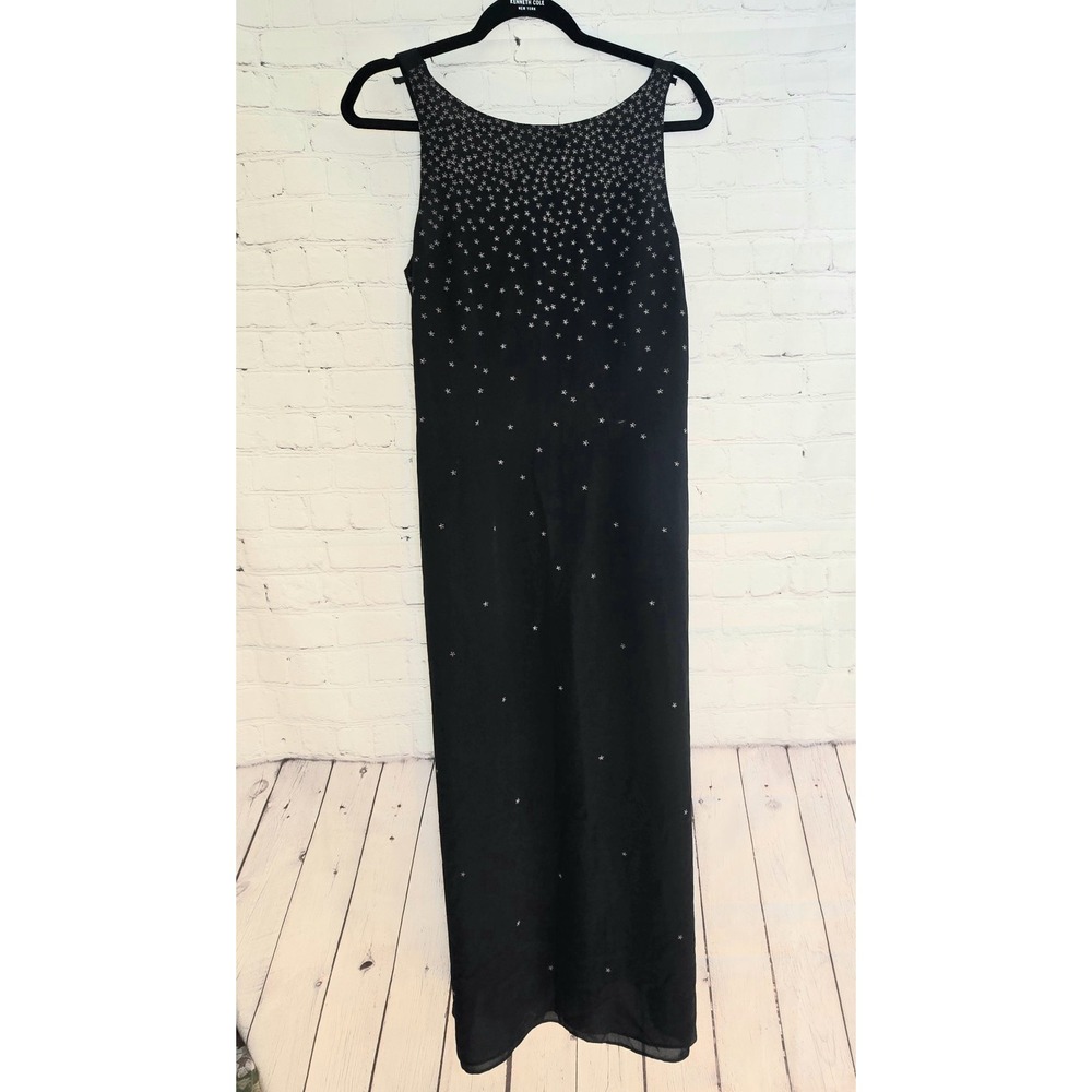 Vtg 90s Ann Taylor Micro Daisy Floral Maxi Dress 8 100% Silk Grunge Whimsigoth